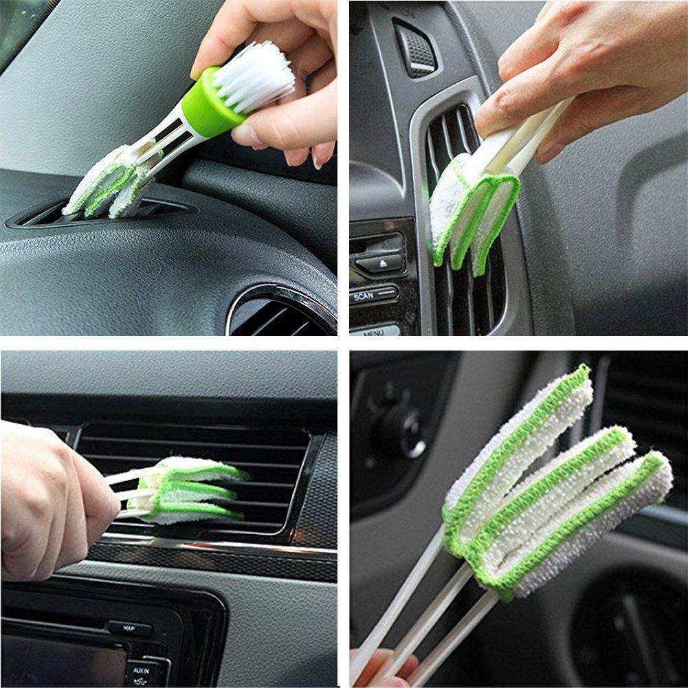 2 In 1 Car Air-Conditioner Outlet Cleaning Tool Multi-purpose Dust Brush Car Accessories Interior Multi-purpose Brush Cleaning Automotive Air Conditioner Cleaner Brush Dust Collector Cleaning Cloth Tool Hand Held Magic Brush Blind Duster for Cars