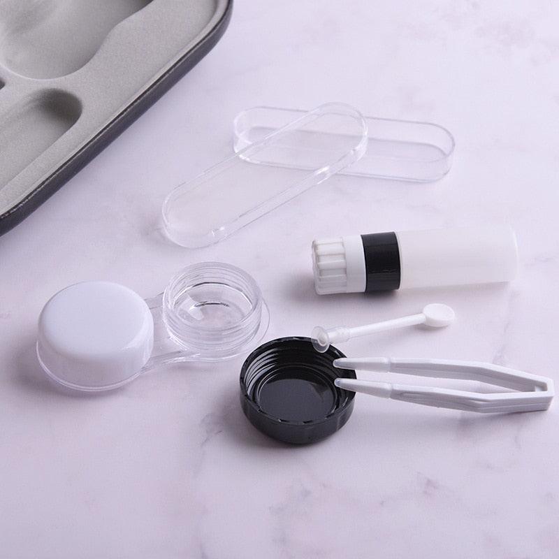 2 In 1 Portable Dual Use Glasses Case Double Layer Eyeglasses Holder Contact Lens Boxes Eyewear Accessories Contact Lens Case With Mirror Tweezers Remover 2 in 1 Double Sided Portable Contact Lens Box Holder Container Soak Storage Kit Sunglasses Pouch