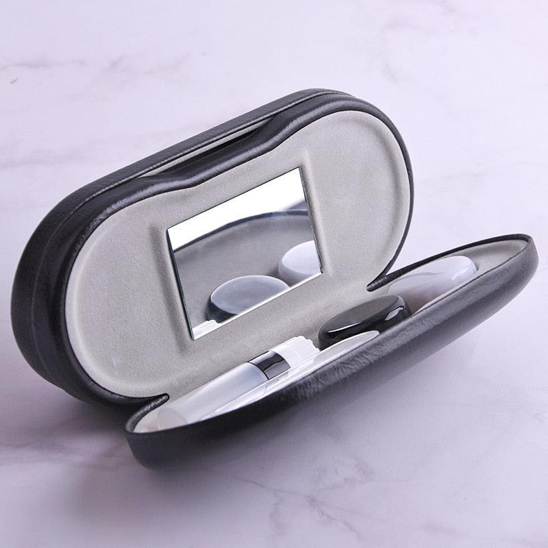 2 In 1 Portable Dual Use Glasses Case Double Layer Eyeglasses Holder Contact Lens Boxes Eyewear Accessories Contact Lens Case With Mirror Tweezers Remover 2 in 1 Double Sided Portable Contact Lens Box Holder Container Soak Storage Kit Sunglasses Pouch