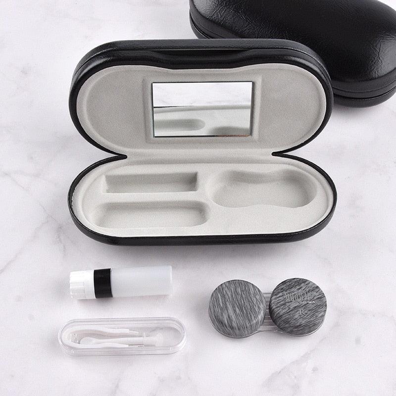 2 In 1 Portable Dual Use Glasses Case Double Layer Eyeglasses Holder Contact Lens Boxes Eyewear Accessories Contact Lens Case With Mirror Tweezers Remover 2 in 1 Double Sided Portable Contact Lens Box Holder Container Soak Storage Kit Sunglasses Pouch