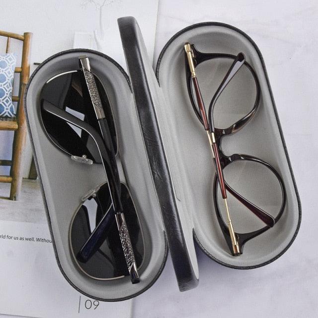 2 In 1 Portable Dual Use Glasses Case Double Layer Eyeglasses Holder Contact Lens Boxes Eyewear Accessories Contact Lens Case With Mirror Tweezers Remover 2 in 1 Double Sided Portable Contact Lens Box Holder Container Soak Storage Kit Sunglasses Pouch