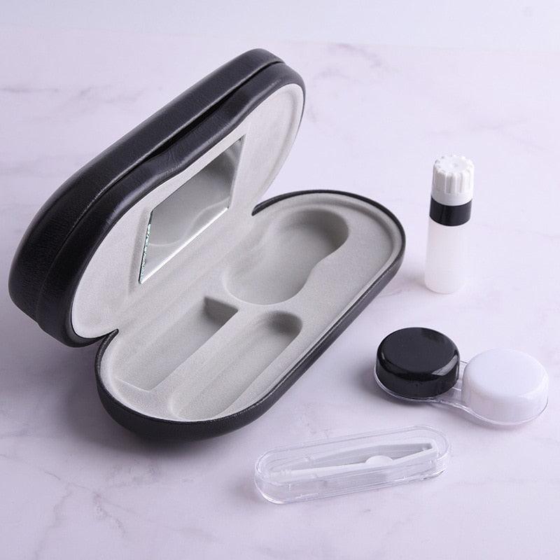 2 In 1 Portable Dual Use Glasses Case Double Layer Eyeglasses Holder Contact Lens Boxes Eyewear Accessories Contact Lens Case With Mirror Tweezers Remover 2 in 1 Double Sided Portable Contact Lens Box Holder Container Soak Storage Kit Sunglasses Pouch