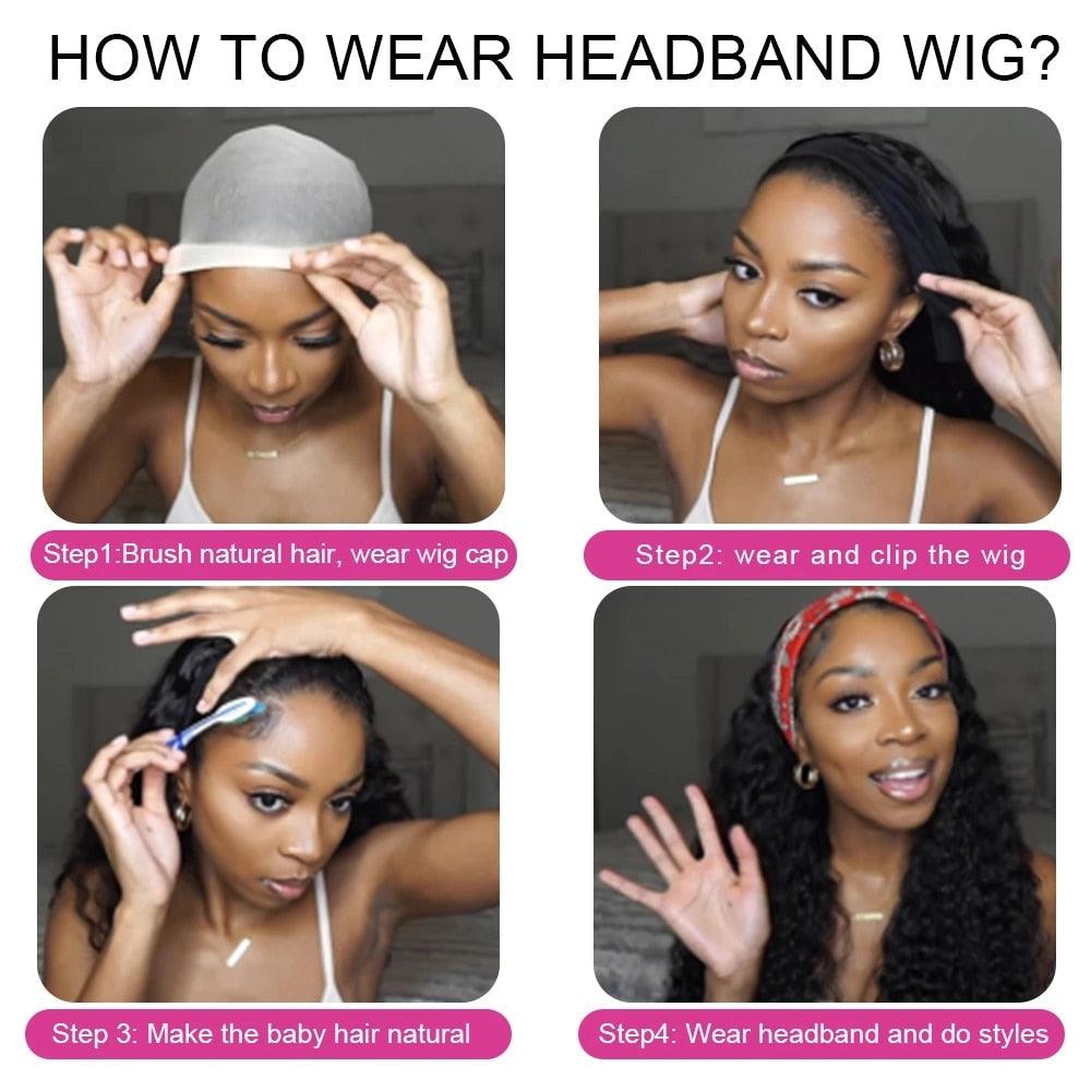 20 22 24 26 28 30inch Long Straight Headband Wigs Heat Resistant Synthetic Hair Wig Machine Made Wigs For Black Women Cosplay Wigs For Women Gifts for girlfriends