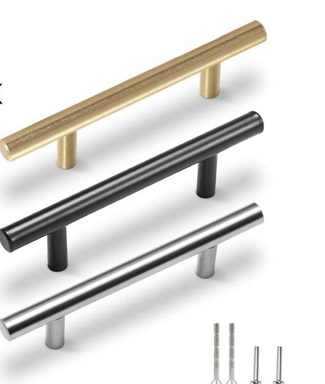 20 PCS Set Brushed Gold Kitchen Handle Stainless Steel T Bar Door Pull 76mm 96mm Cabinet Knobs and Handles Black Furniture Handle Stainless Steel Kitchen Cupboard Handles Cabinet Handles