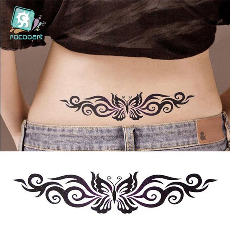 2021 Temporary Waterproof Butterfly Tattoo Black Design Waist Body Fake Tattoo Flower Sticker For Women Girls - STEVVEX Beauty - 103, 3D Tattoo, Arm Tattoo, Back Tattoo, Beauty, Big Tattoo, Black Tattoos, Butterfly Tattoo, Flower Tattoo, Girls Tattoo, Leg Tattoo, Lotus Tattoo, Luxury Tattoo, Party Tattoo, Tattoo, Waterproof Tattoo, Women Tattoo, Womens Tattoo - Stevvex.com