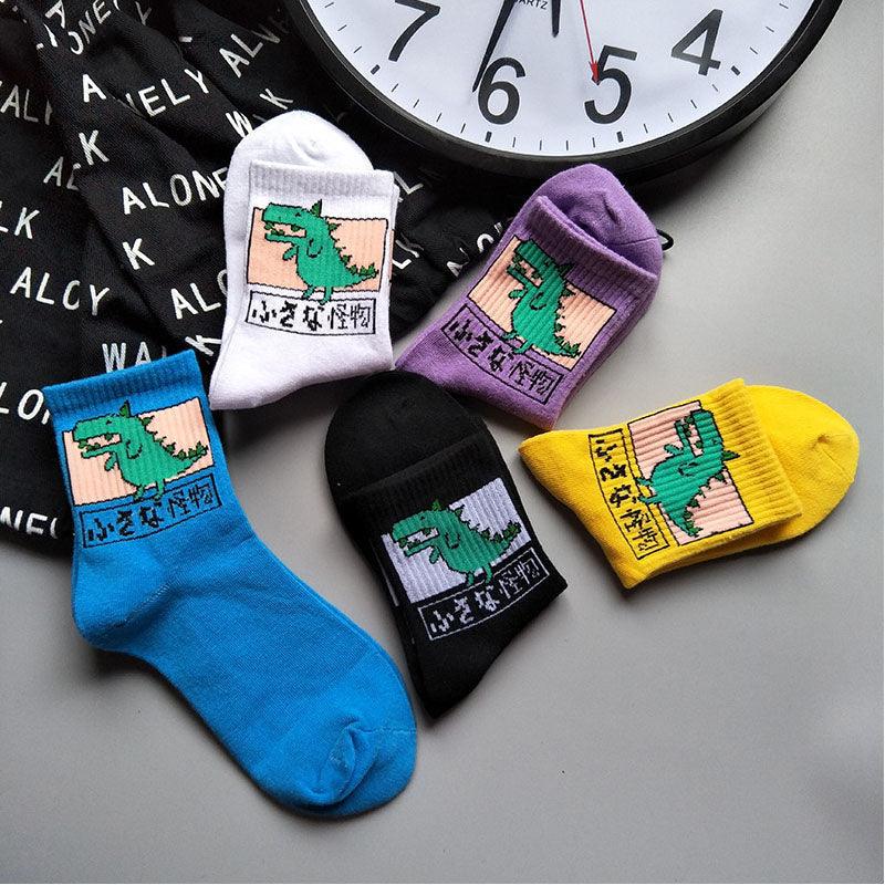 2022 New Fashion Cartoon Patterned Short Funny Cotton Socks Cute Animal Dinosaur Socks For Ladies Funny College Wind Concise Socks For Men And Women