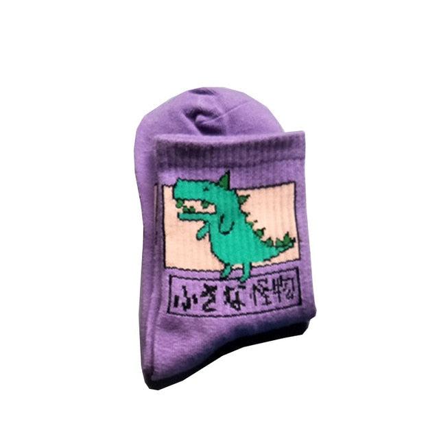 2022 New Fashion Cartoon Patterned Short Funny Cotton Socks Cute Animal Dinosaur Socks For Ladies Funny College Wind Concise Socks For Men And Women