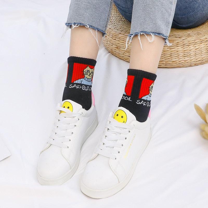 2022 New Fashion Cartoon Patterned Short Funny Cotton Socks Cute Animal Dinosaur Socks For Ladies Funny College Wind Concise Socks For Men And Women