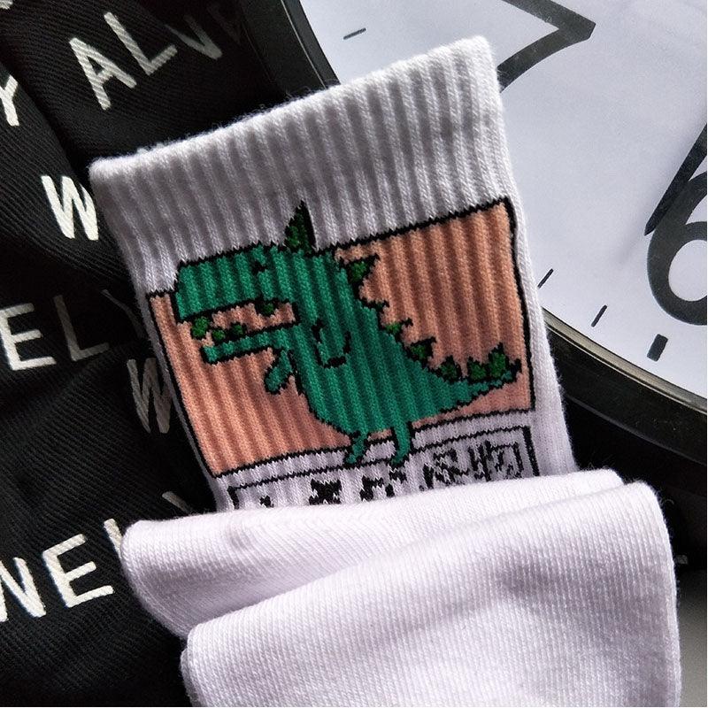 2022 New Fashion Cartoon Patterned Short Funny Cotton Socks Cute Animal Dinosaur Socks For Ladies Funny College Wind Concise Socks For Men And Women