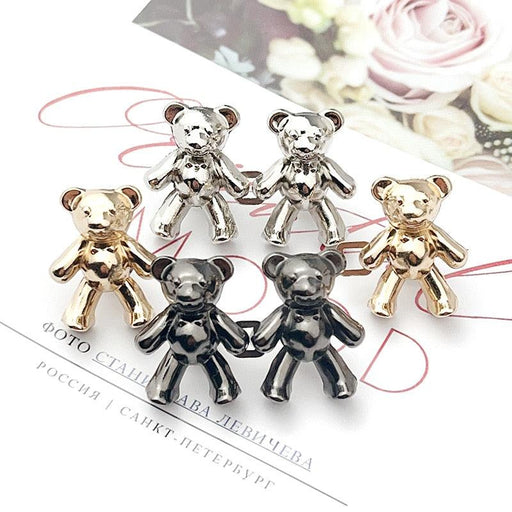 2023 2PCS Metal Dual Purpose Tighten Waist Button Cute Bear Adjustable Buckle Pins Brooches Women Pant Jeans Detachable Clip Detachable Waist Body Fit Tighten Buckles Adjustable Jean Buttons Pins for Loose Jeans