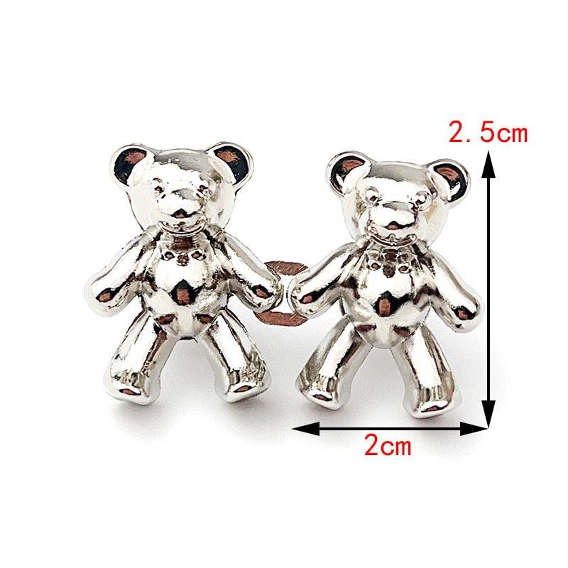 2023 2PCS Metal Dual Purpose Tighten Waist Button Cute Bear Adjustable Buckle Pins Brooches Women Pant Jeans Detachable Clip Detachable Waist Body Fit Tighten Buckles Adjustable Jean Buttons Pins for Loose Jeans