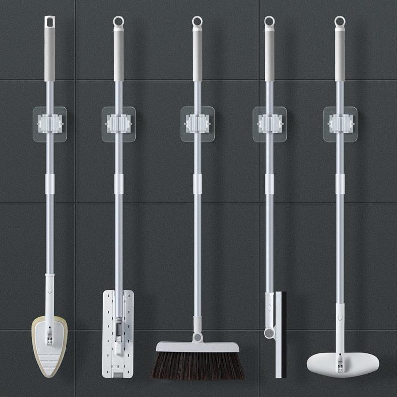 2/4PCS Home Storage Rack Bathroom Suction Hanging Pipe Traceless Hooks Wall Mounted Mop Organizer Holder Waterproof Broom Hanger Storage Rack Bathroom Suction Hanging Pipe Traceless Hooks Wall Mounted Mop Organizer Holder