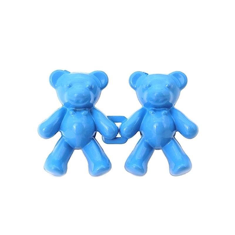 2Pcs Bear Shaped Adjustable Jean Button Waist Buckle Snap Pants Buckle Extender Replacement Jeans Button Safety Pins No Sew Detachable Waist Body Fit Tighten Safety Pins