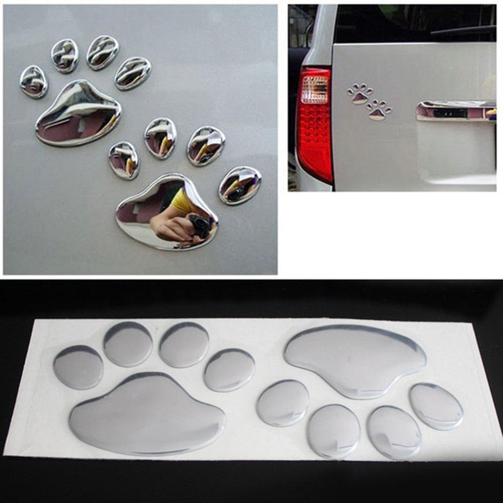 2PCS Car Sticker Cool Design Paw 3D Animal Dog Cat Bear Foot Prints Footprint Decal Car Stickers Silver Gold Chrome Dog Paw Footprint Sticker Decal Auto Car Emblem Decal Decoration Dog Paw Decals Dog Footprint Car Decals Self-Adhesive Car Auto Accessories