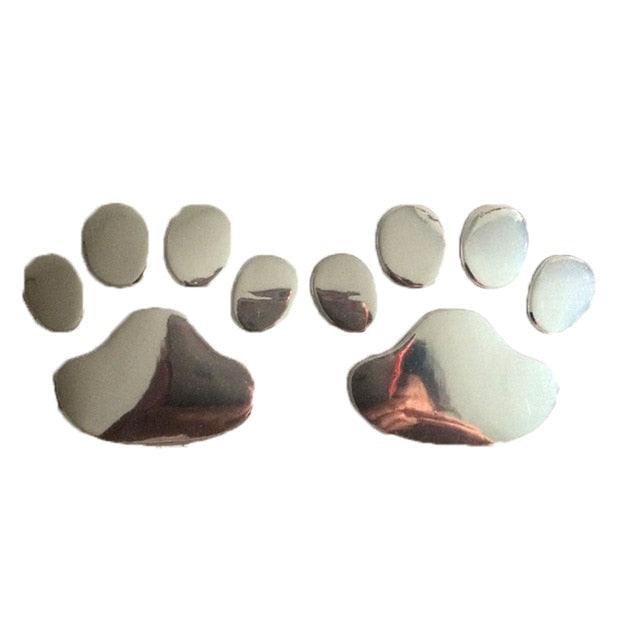 2PCS Car Sticker Cool Design Paw 3D Animal Dog Cat Bear Foot Prints Footprint Decal Car Stickers Silver Gold Chrome Dog Paw Footprint Sticker Decal Auto Car Emblem Decal Decoration Dog Paw Decals Dog Footprint Car Decals Self-Adhesive Car Auto Accessories