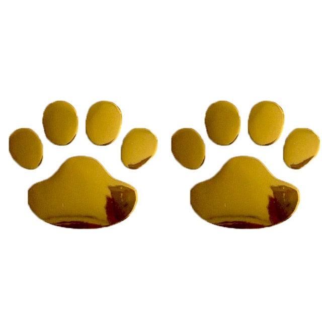 2PCS Car Sticker Cool Design Paw 3D Animal Dog Cat Bear Foot Prints Footprint Decal Car Stickers Silver Gold Chrome Dog Paw Footprint Sticker Decal Auto Car Emblem Decal Decoration Dog Paw Decals Dog Footprint Car Decals Self-Adhesive Car Auto Accessories