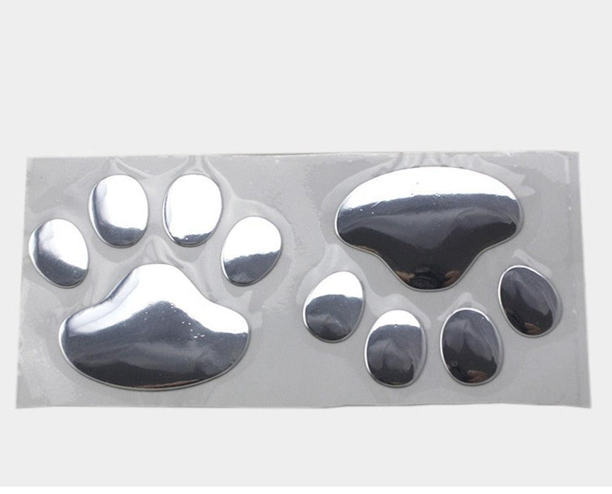 2PCS Car Sticker Cool Design Paw 3D Animal Dog Cat Bear Foot Prints Footprint Decal Car Stickers Silver Gold Chrome Dog Paw Footprint Sticker Decal Auto Car Emblem Decal Decoration Dog Paw Decals Dog Footprint Car Decals Self-Adhesive Car Auto Accessories