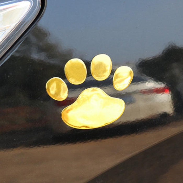 2PCS Car Sticker Cool Design Paw 3D Animal Dog Cat Bear Foot Prints Footprint Decal Car Stickers Silver Gold Chrome Dog Paw Footprint Sticker Decal Auto Car Emblem Decal Decoration Dog Paw Decals Dog Footprint Car Decals Self-Adhesive Car Auto Accessories