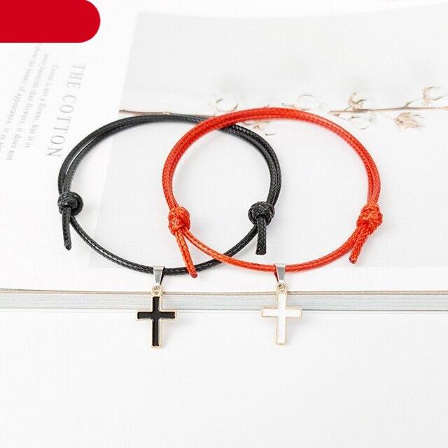 2PCS Charm Couple Bracelet Minimalism Adjustable Handmade Lucky Rope Charm Bracelets For Family Women Teens Girl Boy Best Friend Handmade Adjustable Strings Simple Bracelets