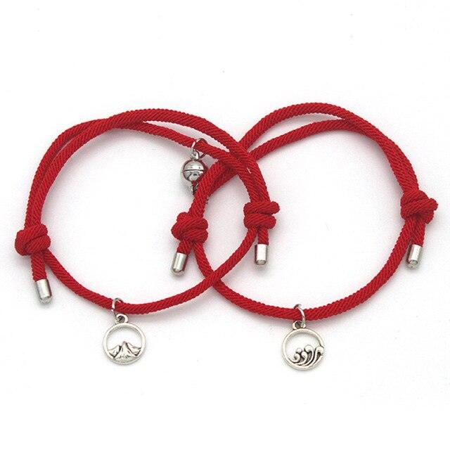 2Pcs Minimalist Magnetic Couple Bracelet Braided Rope Lover Friendship Matching Distance Relationship Matching Handmade Bracelets With Mutual Attraction Magnetic Bells Friendship Rope Bracelet