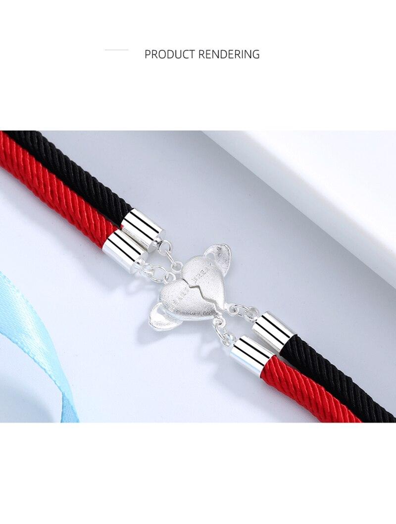 2pcs / Set Magnet Attracts Pendant Couple Bracelet Heartbreak Charm Lucky Red Rope Bracelets Infinite Love Rope Bracelet Set Adjustable Relationship Matching Bracelet For Boyfriend Girlfriend Valentine's Day