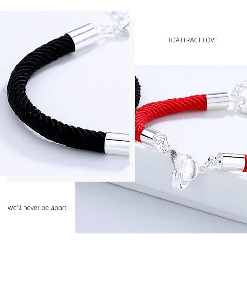 2pcs / Set Magnet Attracts Pendant Couple Bracelet Heartbreak Charm Lucky Red Rope Bracelets Infinite Love Rope Bracelet Set Adjustable Relationship Matching Bracelet For Boyfriend Girlfriend Valentine's Day