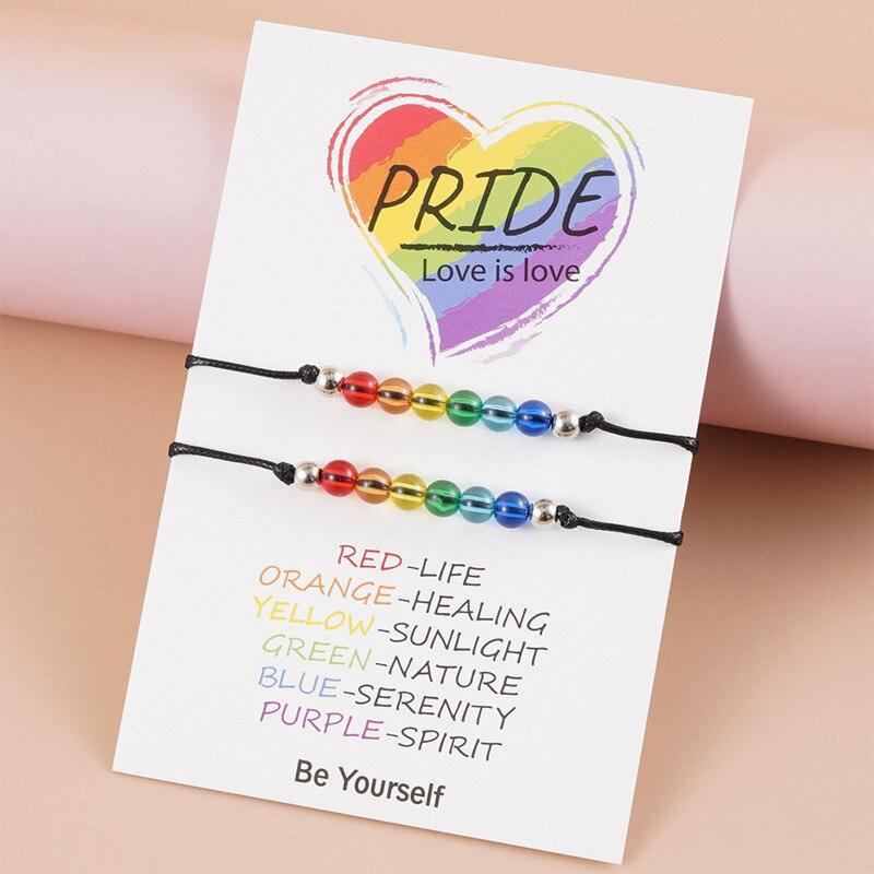 2Pcs/ Set Rainbow Bracelet Rainbow Rope Jewelry Women Men Modern Adjustable Bracelet Gift Couple Cord Bracelets Rainbow Friendship Bracelets Relationship Connection Bracelet For Women