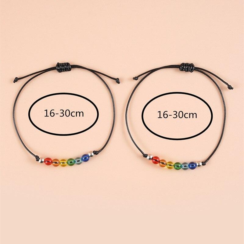 2Pcs/ Set Rainbow Bracelet Rainbow Rope Jewelry Women Men Modern Adjustable Bracelet Gift Couple Cord Bracelets Rainbow Friendship Bracelets Relationship Connection Bracelet For Women