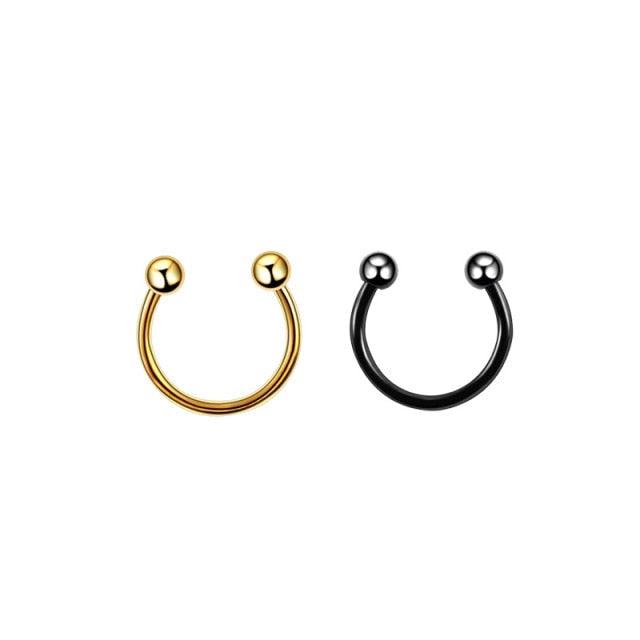 2Pcs Stainless Steel Cone Spike Horseshoe Circular Septum Nose Ring Nipple Hoops Nose Septum Eyebrow Horseshoe Fake Nose Ring C Clip Septum Lip Stainless Steel Piercing Piercing Surgical Steel Horseshoe Circular Rings Ear Piercing Body Jewelry