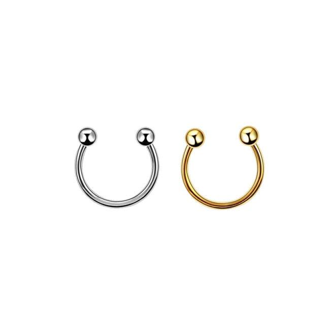 2Pcs Stainless Steel Cone Spike Horseshoe Circular Septum Nose Ring Nipple Hoops Nose Septum Eyebrow Horseshoe Fake Nose Ring C Clip Septum Lip Stainless Steel Piercing Piercing Surgical Steel Horseshoe Circular Rings Ear Piercing Body Jewelry