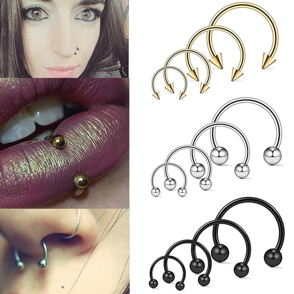 2Pcs Stainless Steel Cone Spike Horseshoe Circular Septum Nose Ring Nipple Hoops Nose Septum Eyebrow Horseshoe Fake Nose Ring C Clip Septum Lip Stainless Steel Piercing Piercing Surgical Steel Horseshoe Circular Rings Ear Piercing Body Jewelry