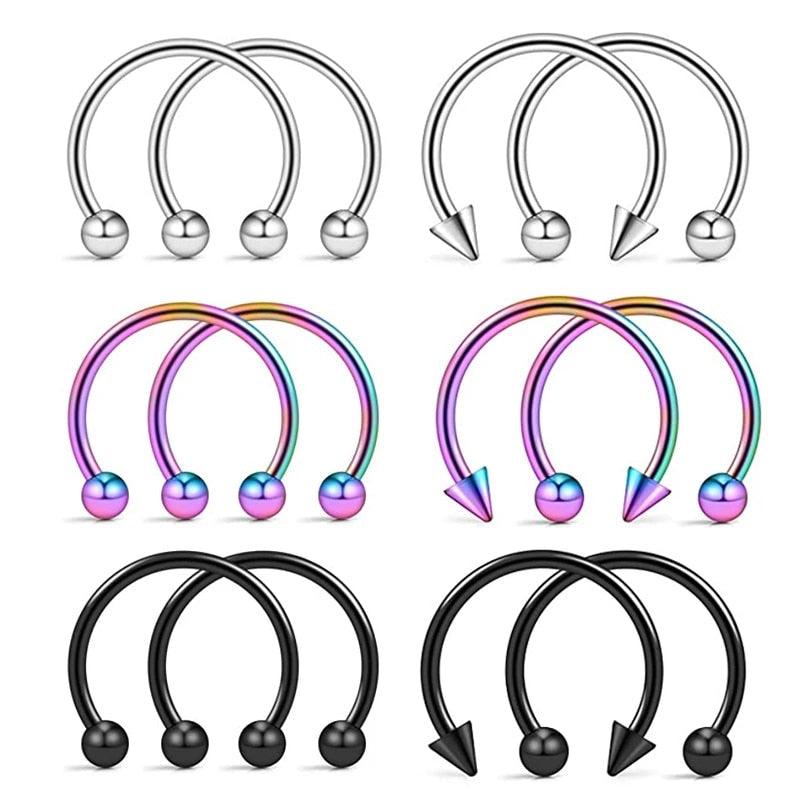 2Pcs Stainless Steel Cone Spike Horseshoe Circular Septum Nose Ring Nipple Hoops Nose Septum Eyebrow Horseshoe Fake Nose Ring C Clip Septum Lip Stainless Steel Piercing Piercing Surgical Steel Horseshoe Circular Rings Ear Piercing Body Jewelry