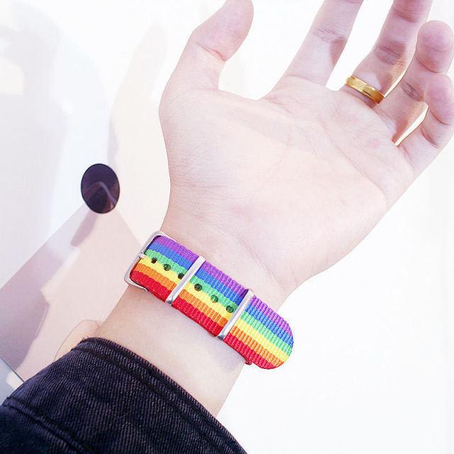 2PCS Strap Bracelets Rainbow Wristband Womens Bracelet Cotton Linen Adjustable Charm Straps Couple Rainbow Bracelets Adjustable Watch Band Hand Bracelet Comfortable Bracelet For Women And Men