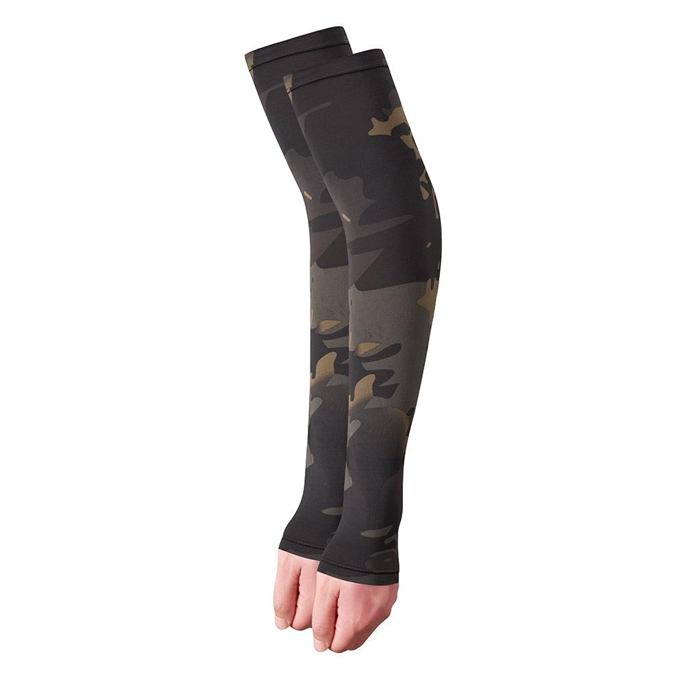 2PCS Tactical Camouflage Sports Arm Sleeve Basketball Cycling Arm Warmer Summer Running Fishing UV Sun Protection Soft Cover For Arm Tattoo Cover Up Cooling Sports Sleeve For Basketball Golf Football