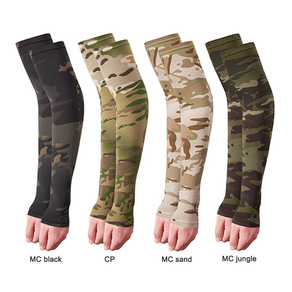 2PCS Tactical Camouflage Sports Arm Sleeve Basketball Cycling Arm Warmer Summer Running Fishing UV Sun Protection Soft Cover For Arm Tattoo Cover Up Cooling Sports Sleeve For Basketball Golf Football