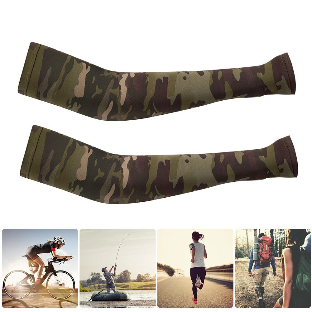 2PCS Tactical Camouflage Sports Arm Sleeve Basketball Cycling Arm Warmer Summer Running Fishing UV Sun Protection Soft Cover For Arm Tattoo Cover Up Cooling Sports Sleeve For Basketball Golf Football