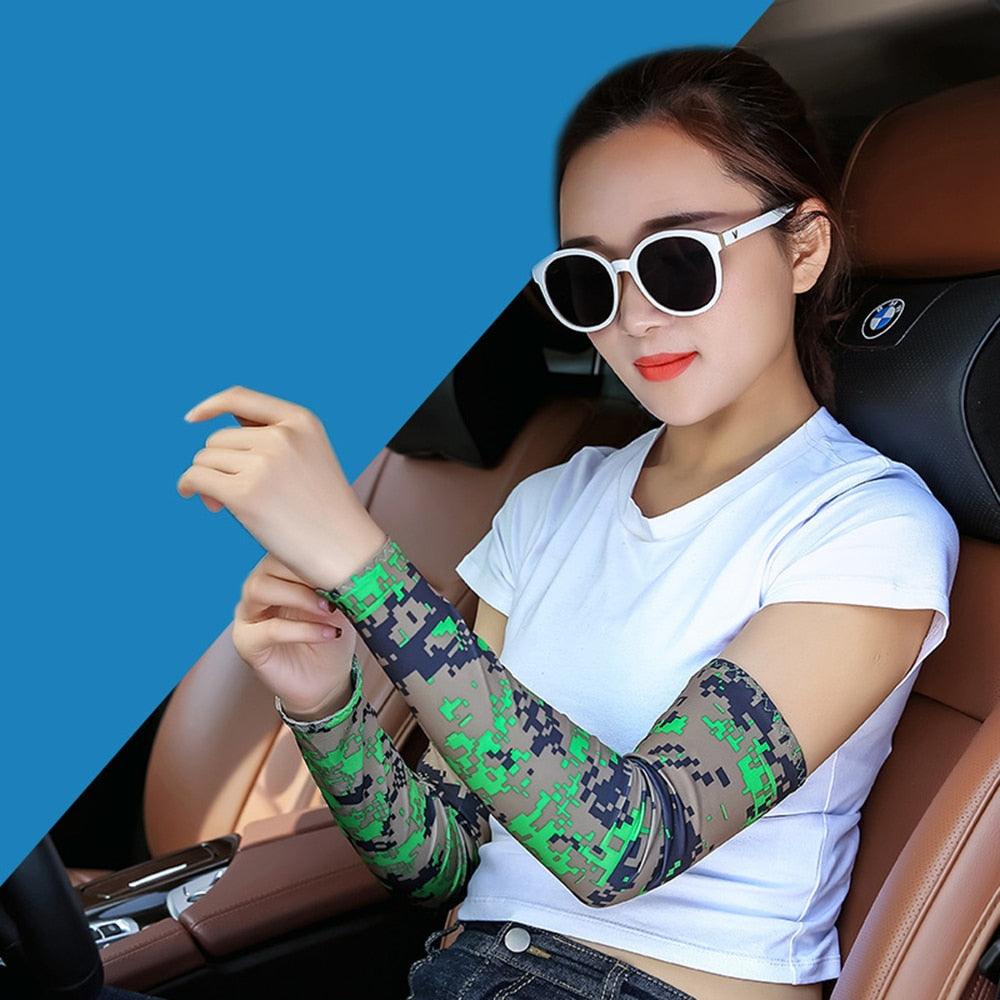 2Pcs Unisex Cooling Arm Sleeves Cover Compression Sun Protection UV Cooling Sleeve Tattoo Cover Up Men & Women Cycling Biking Riding Golf Football Arm Cover Men Sports Running Outdoor Sun Protection Sleeves To Hide Tattoo