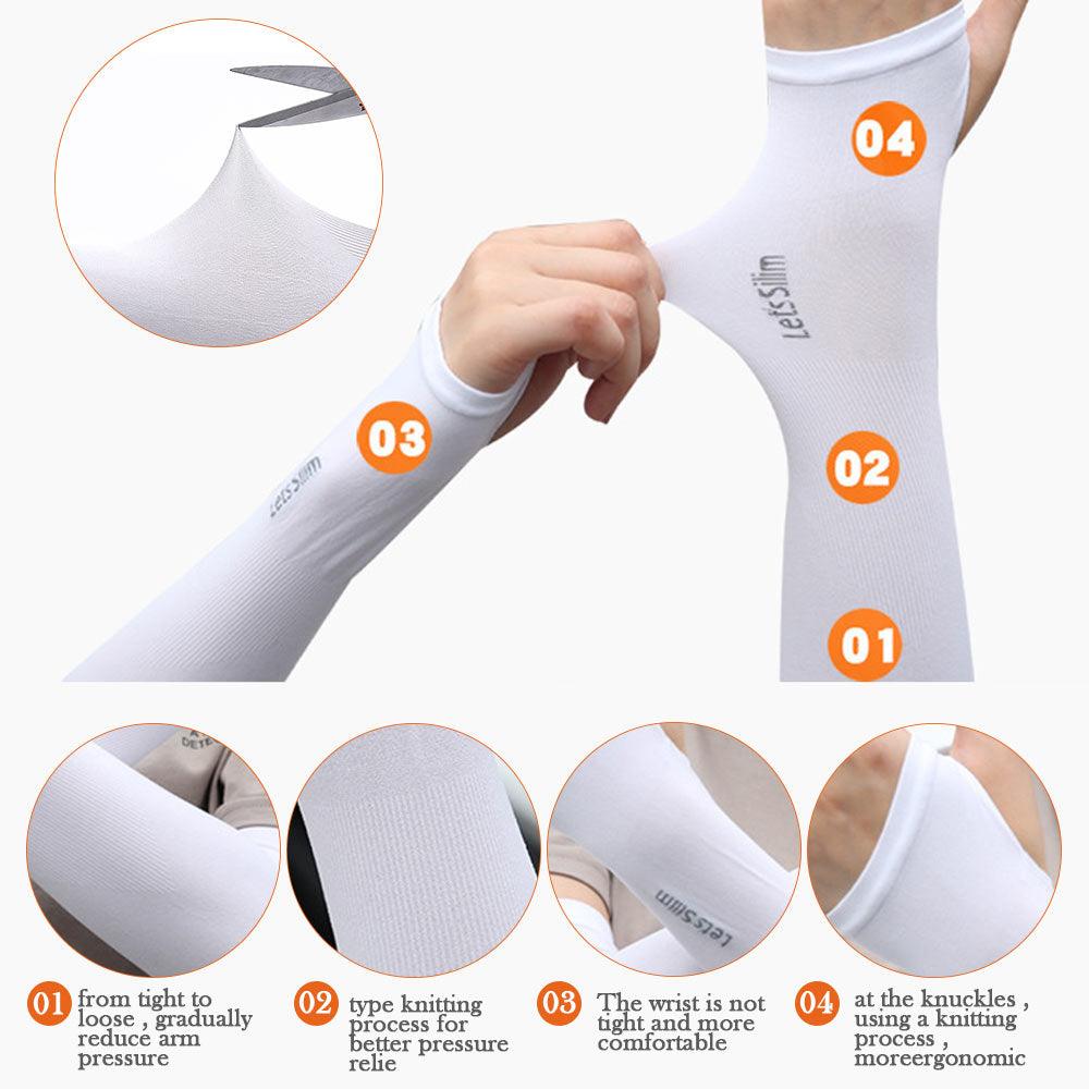 2Pcs Unisex Cooling Arm Sleeves Cover Compression Sun Protection UV Cooling Sleeve Tattoo Cover Up Men & Women Cycling Biking Riding Golf Football Arm Cover Men Sports Running Outdoor Sun Protection Sleeves To Hide Tattoo