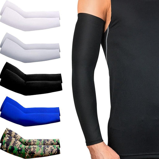 2Pcs Unisex Cooling Arm Sleeves Cover Compression Sun Protection UV Cooling Sleeve Tattoo Cover Up Men & Women Cycling Biking Riding Golf Football Arm Cover Men Sports Running Outdoor Sun Protection Sleeves To Hide Tattoo
