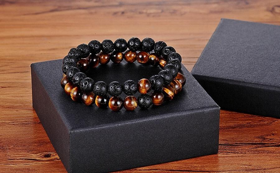 2pcs/set 7 Style Couples Distance Bracelet Natural Stone Yoga Beaded Bracelet For Men Women Friend Gift Charm Natural Beaded Bracelets For Women Tiny Crushed Stone Natural Stone Charm Bracelet