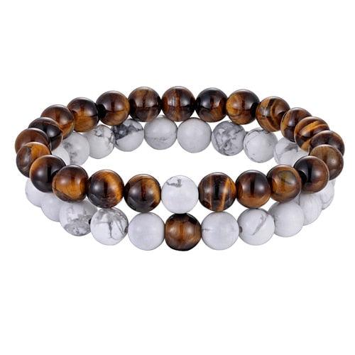 2pcs/set 7 Style Couples Distance Bracelet Natural Stone Yoga Beaded Bracelet For Men Women Friend Gift Charm Natural Beaded Bracelets For Women Tiny Crushed Stone Natural Stone Charm Bracelet