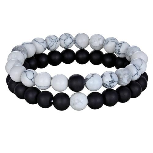 2pcs/set 7 Style Couples Distance Bracelet Natural Stone Yoga Beaded Bracelet For Men Women Friend Gift Charm Natural Beaded Bracelets For Women Tiny Crushed Stone Natural Stone Charm Bracelet