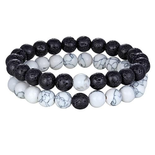 2pcs/set 7 Style Couples Distance Bracelet Natural Stone Yoga Beaded Bracelet For Men Women Friend Gift Charm Natural Beaded Bracelets For Women Tiny Crushed Stone Natural Stone Charm Bracelet