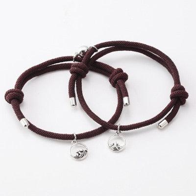 2PCS/Set Alloy Couple Magnetic Attraction Ball Creative Bracelet Stainless Steel Friendship Rope Mutual Attraction Bracelets Vows Of Eternal Love Jewelry Gifts For Boyfriend Girlfriend Best Friend