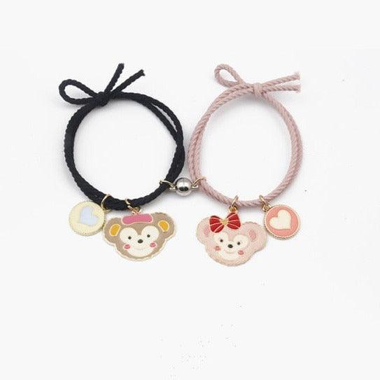 2pcs\Set Cute Magnet Couple Bracelets For Women Elastic Rope Friendship Jewelry Couples Bracelets Of Eternal Love Adjustable Jewelry Gifts Set For Lover Boyfriend Girlfriend Husband Wife