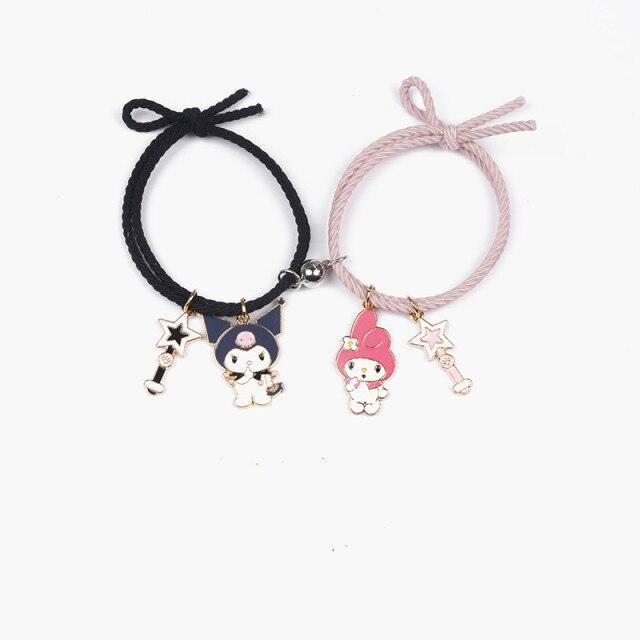 2pcs\Set Cute Magnet Couple Bracelets For Women Elastic Rope Friendship Jewelry Couples Bracelets Of Eternal Love Adjustable Jewelry Gifts Set For Lover Boyfriend Girlfriend Husband Wife