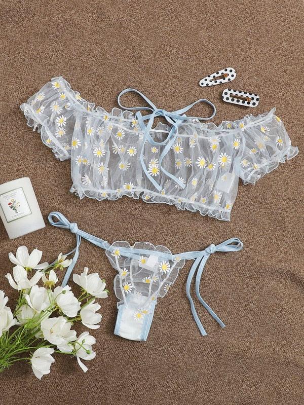 2PCS/Set Off Shoulder Lace Up Bikinis Women Sweet Women's Bathing Suit Two Piece Strap Swimsuit Swimwear Bikini Beachwear Set Casual Short Sleeve Suits Swimsuits Beachwear Bathing Suits