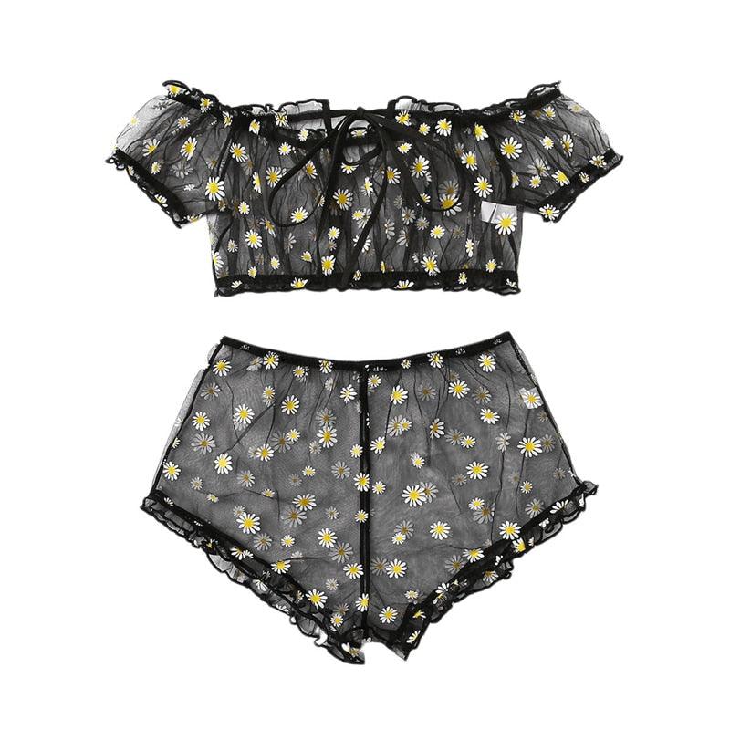 2PCS/Set Off Shoulder Lace Up Bikinis Women Sweet Women's Bathing Suit Two Piece Strap Swimsuit Swimwear Bikini Beachwear Set Casual Short Sleeve Suits Swimsuits Beachwear Bathing Suits