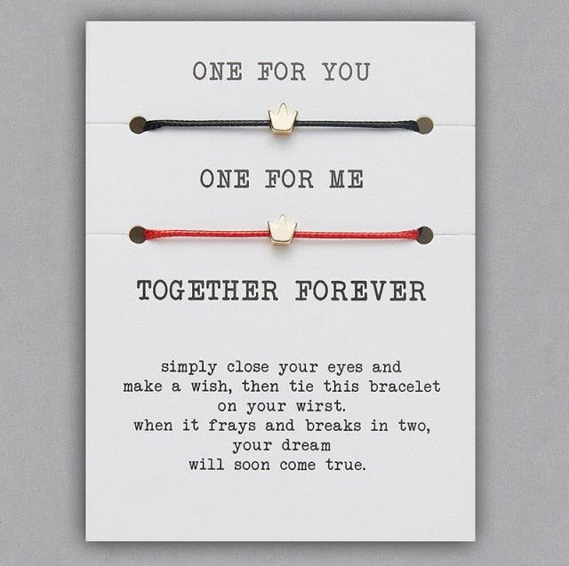 2pcs/set Together Forever Love Infinity 8 Charm Bracelet Red String Couple Bracelets Wish Jewelry Long Distance Matching Bracelets For Best Friend Mother Daughter 17-30cm