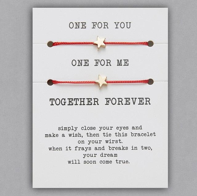 2pcs/set Together Forever Love Infinity 8 Charm Bracelet Red String Couple Bracelets Wish Jewelry Long Distance Matching Bracelets For Best Friend Mother Daughter 17-30cm